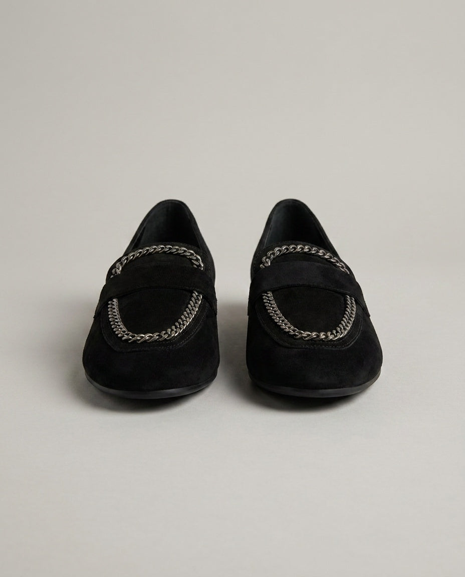 Black Chain-Embellished Suede Loafers (8.5M) - photo 1