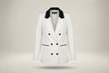 Generation Love Off-White Double-Breasted Tuxedo Blazer with Black/Navy Contrast - photo 1