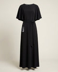 Lafayette 148 New York Black Belted Cape-Overlay Maxi Dress - photo 1