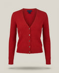 Solid Red Ribbed Cashmere Cardigan - photo 1