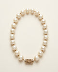 Vintage Cream Pearl Beaded Necklace with Gold-Tone Clasp - photo 1