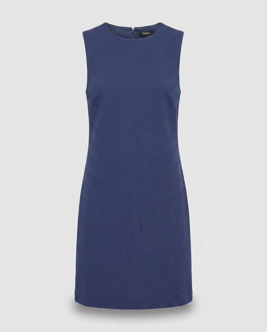 Theory Sleeveless Sheath Mini Dress - Medium Blue/Periwinkle Pique Knit - photo 1