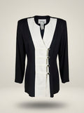 D.J. Summers Black and White Color-Block Blazer (1980s) - 57% Rayon / 43% Acetate - photo 1