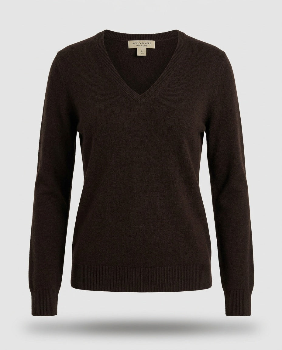 Charter Club Dark Brown V-Neck Cashmere Pullover Sweater Size S - photo 1