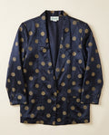 Joanna Navy Blue Satin Blazer with Gold Polka Dot Pattern - photo 1