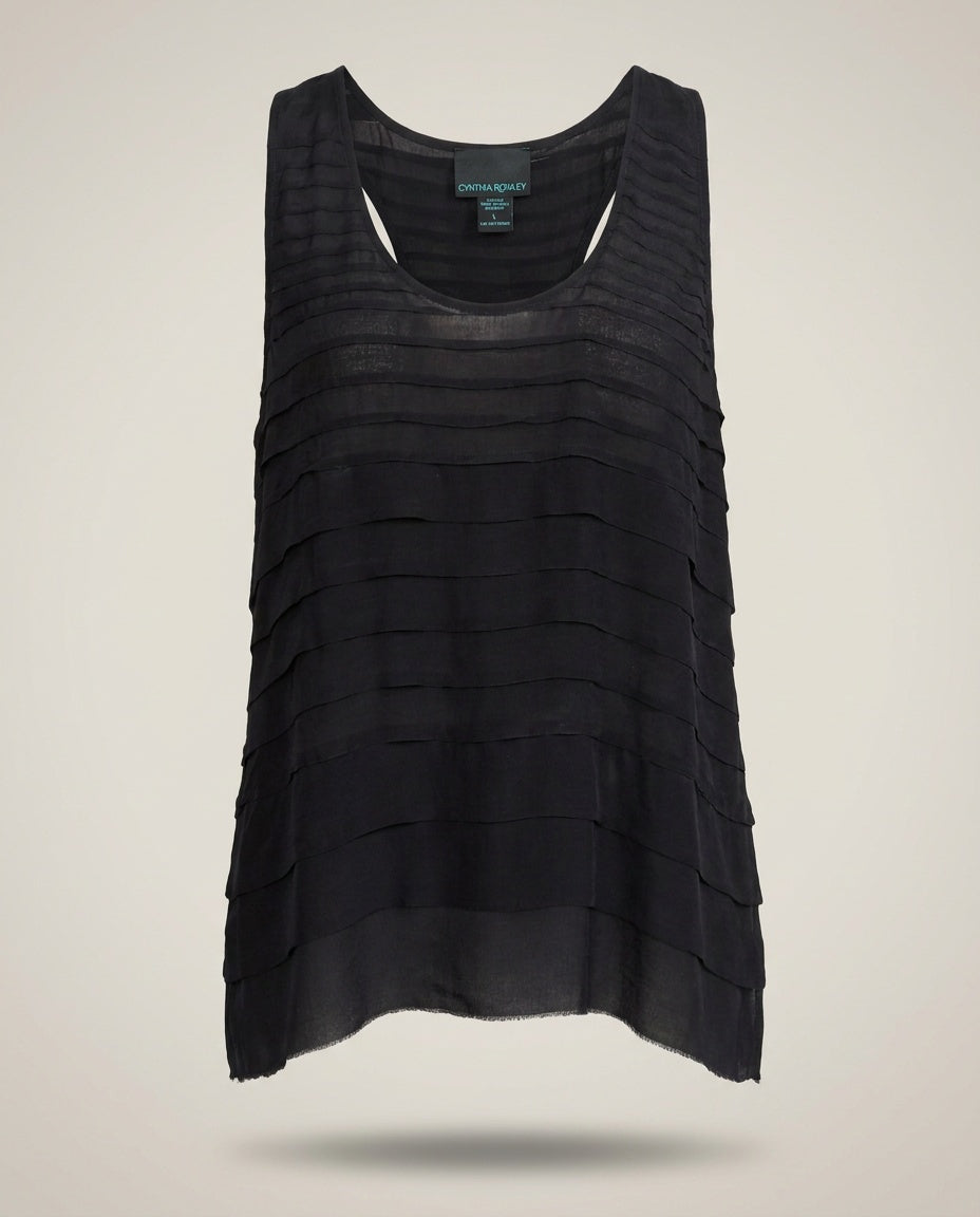 Cynthia Rowley 100% Silk Tiered Ruffle Tank Top - RN 88820 - photo 1