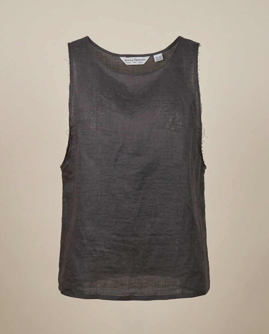 Jeremy Denholm Dark Charcoal Grey Linen Tank Top - photo 1