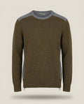 Vince Color-Block Crewneck Sweater in Olive-Brown & Heather Grey-Blue - photo 1