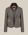 BCBGMAXAZRIA Cropped Tweed Blazer with Suede Trim – XS - photo 1