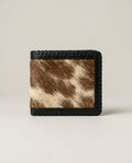 Vintage Hair-on-Hide Bifold Wallet with Black Leather Frame and Tan Interior Panels - photo 1