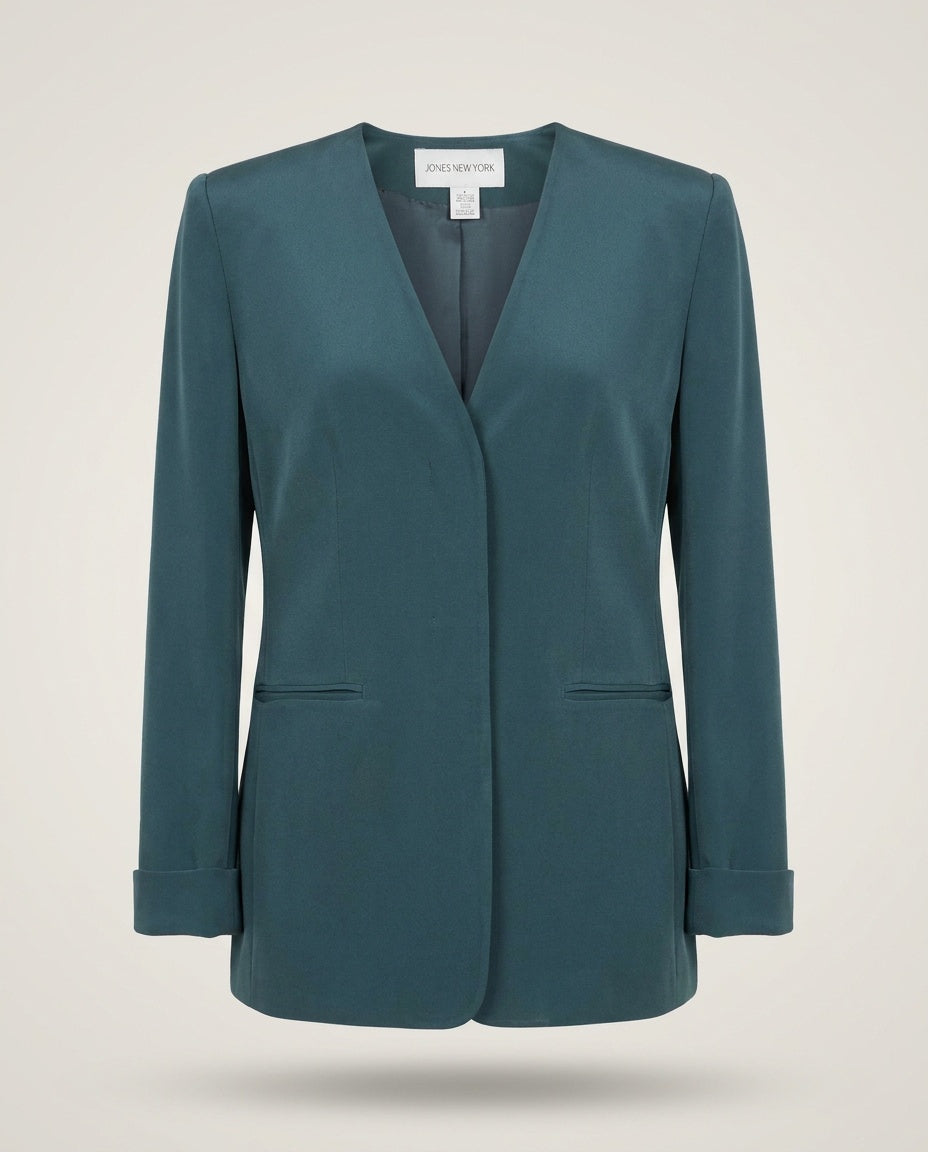 Jones New York Collarless Silk Blazer - photo 1