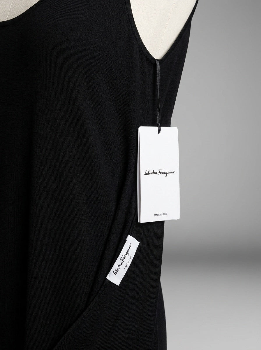 Salvatore Ferragamo Black Sleeveless Maxi Slip Dress with Deep V-Neck and Body-Con Silhouette - photo 3