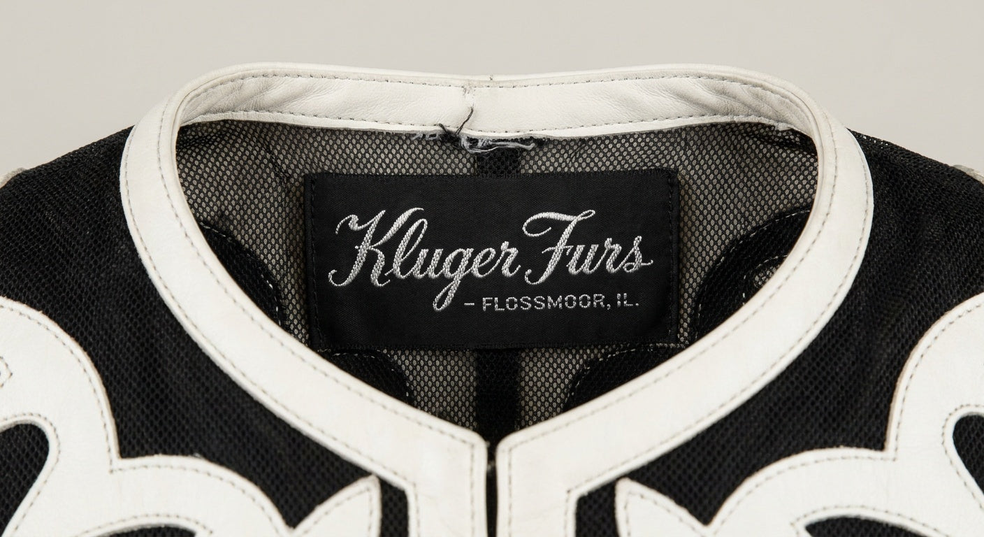 Kluger Furs 1990s Sleeveless Leather Appliqué Mesh Vest with Scalloped Hem - photo 3