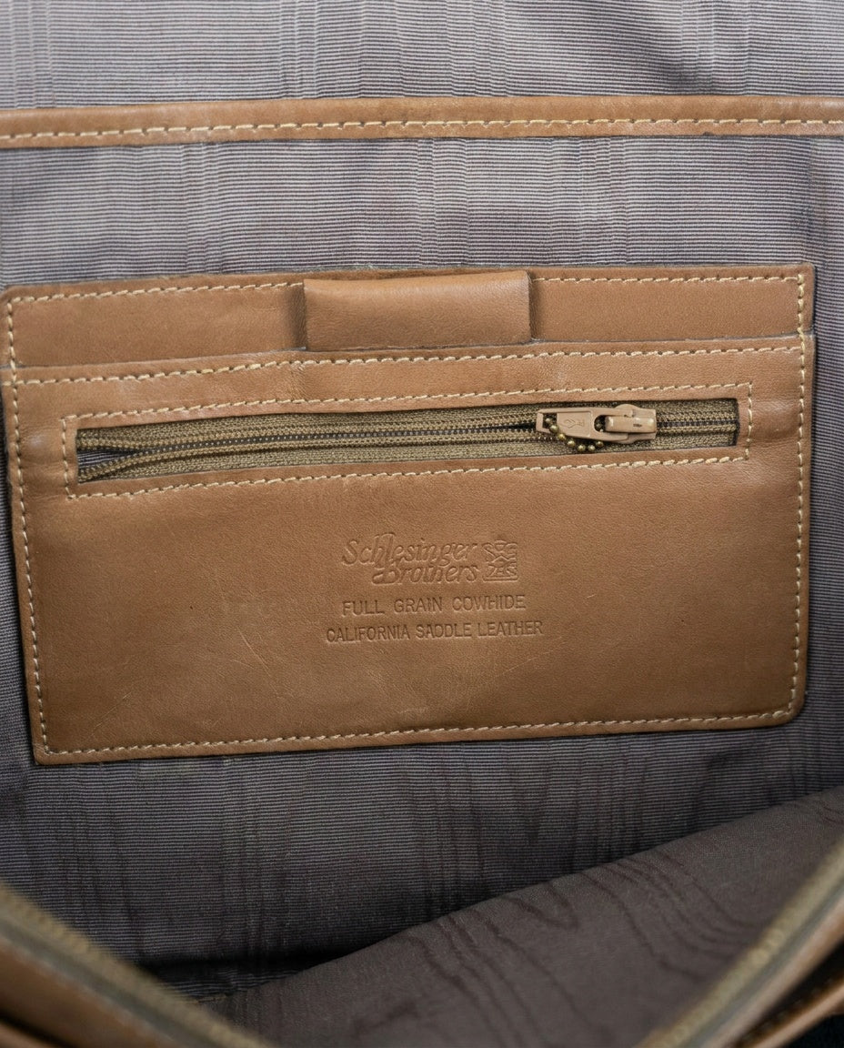 Schlesinger Brothers Tan Leather Envelope Clutch with Gold-Tone Hardware - photo 3