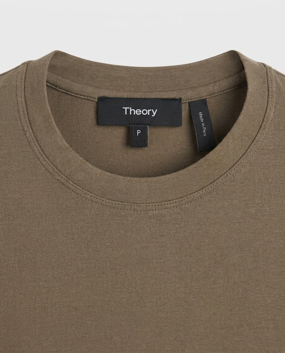 Theory Long-Sleeve Midi Bodycon Dress in Taupe/Olive Brown with Side Snap Closure - photo 3