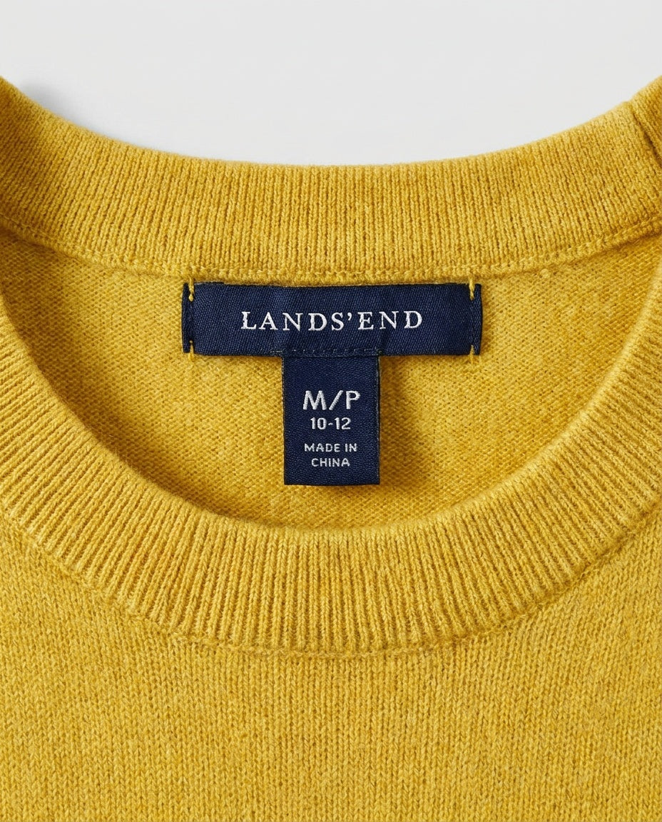 Lands' End 100% Cashmere Crewneck Sweater in Mustard Yellow - photo 3