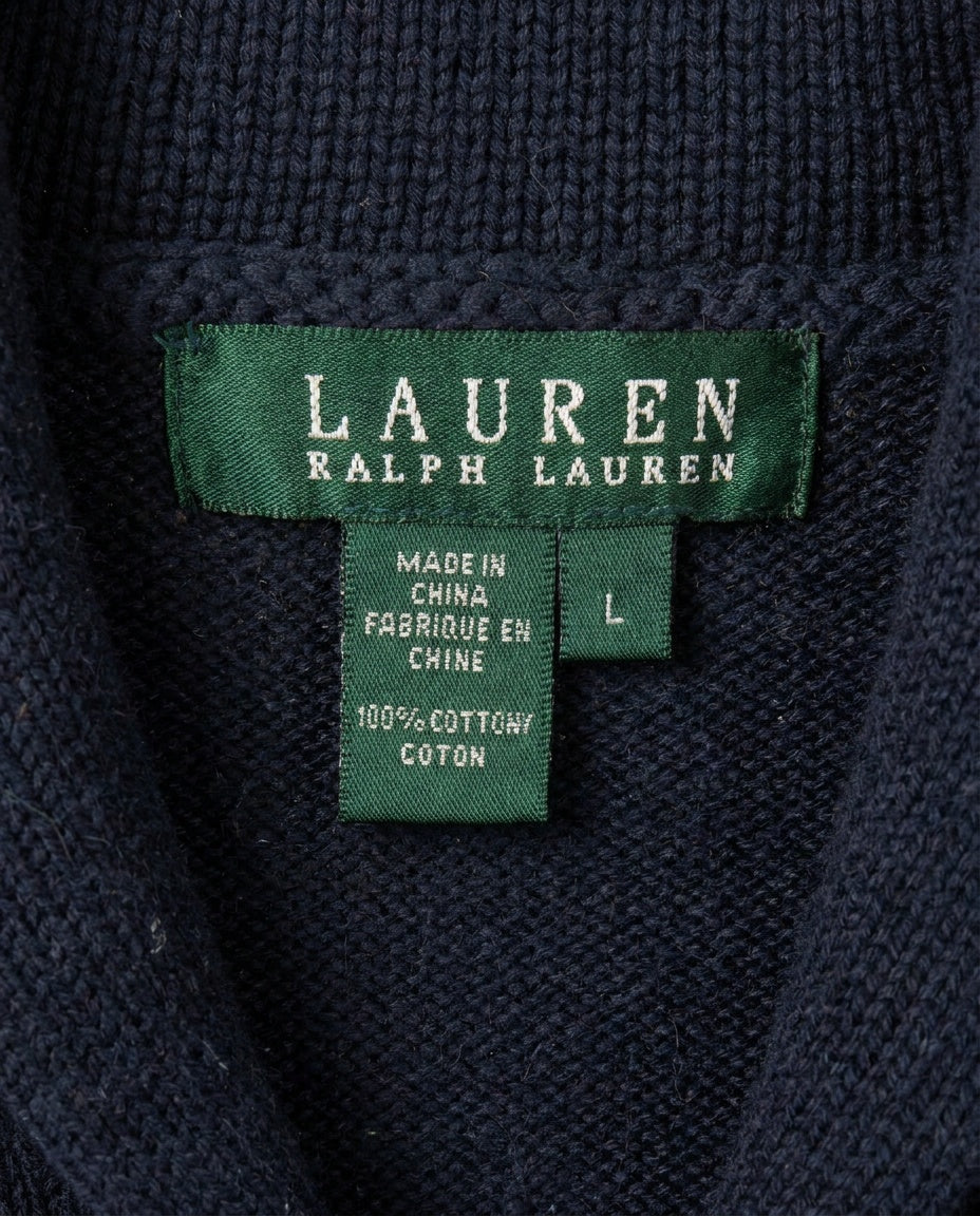 Ralph Lauren Navy Blue Shawl Collar Pullover Knit Sweater - photo 3
