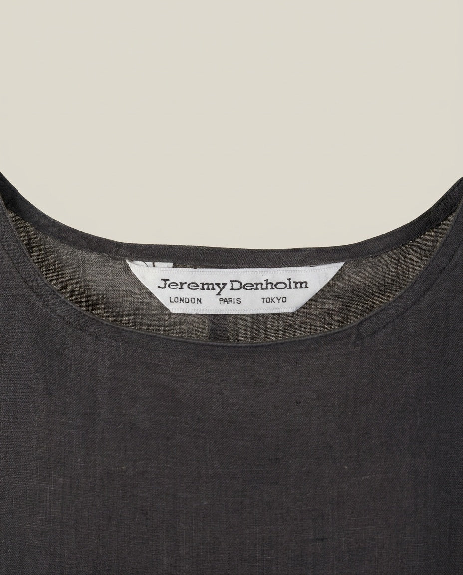 Jeremy Denholm Dark Charcoal Grey Linen Tank Top - photo 3
