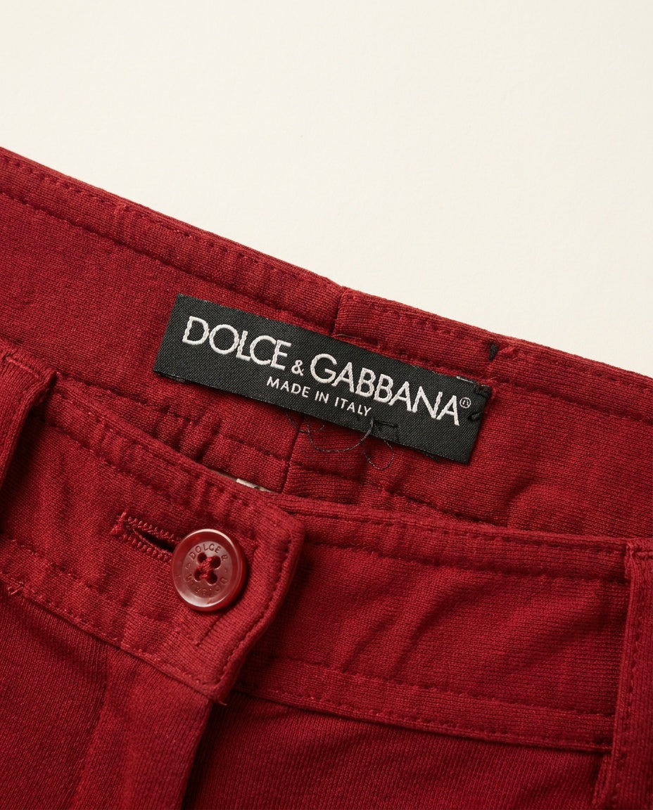 Dolce & Gabbana Deep Red Low-Rise Flared Trousers with Attached Belt/Sash - photo 3