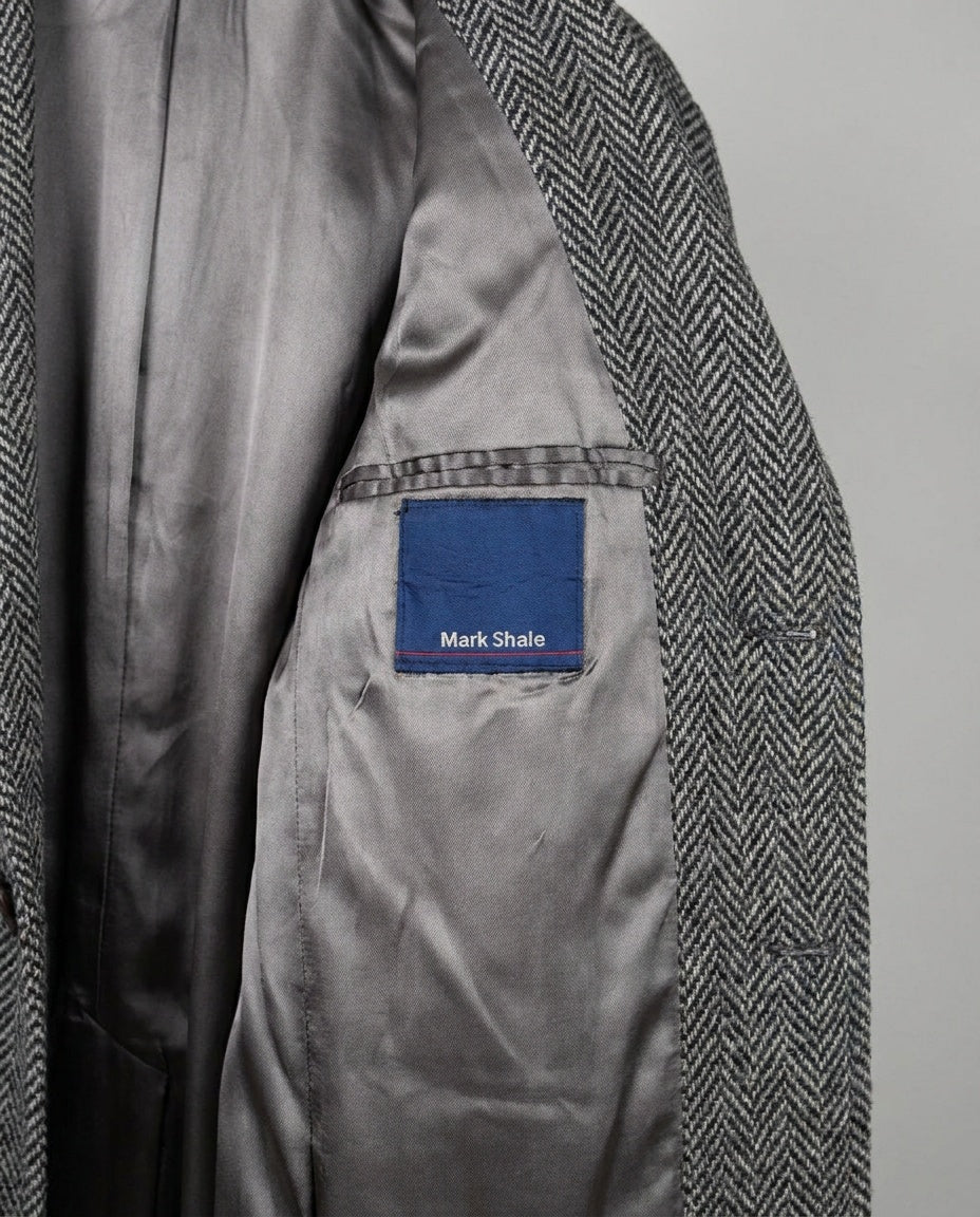 Mark Shale Wool Overcoat - Large-Scale Herringbone Pattern - photo 3