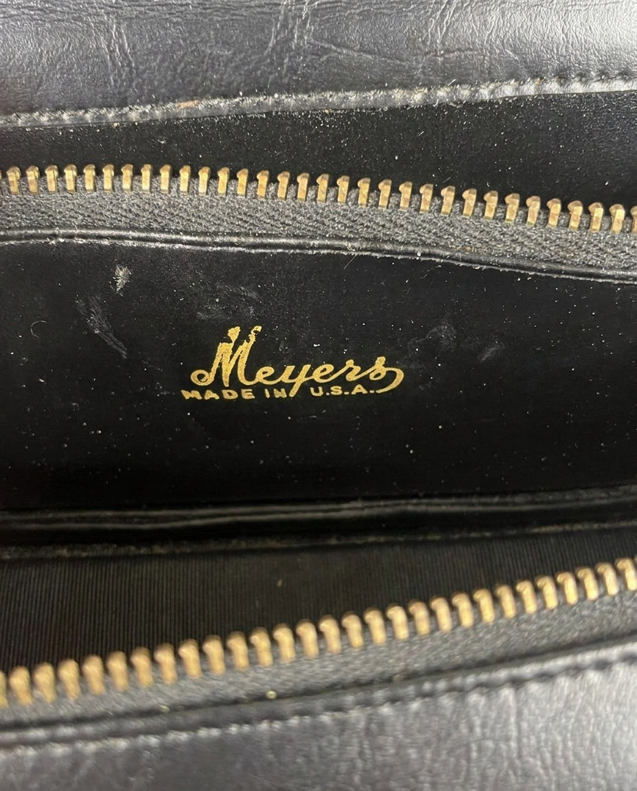 Meyers Mid-20th Century Black Coated Synthetic Top-Handle Handbag - photo 3