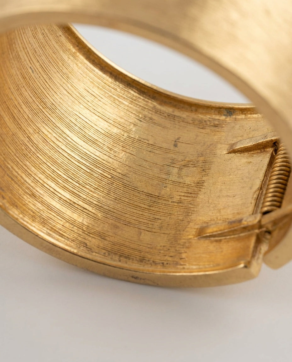 Two Wide Gold-Tone Metal Cuff Bracelets - photo 3