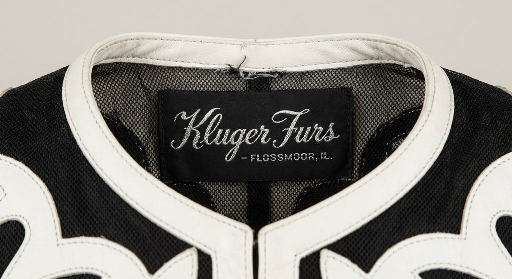 Kluger Furs 1990s Sleeveless Leather Appliqué Mesh Vest with Scalloped Hem - photo 3