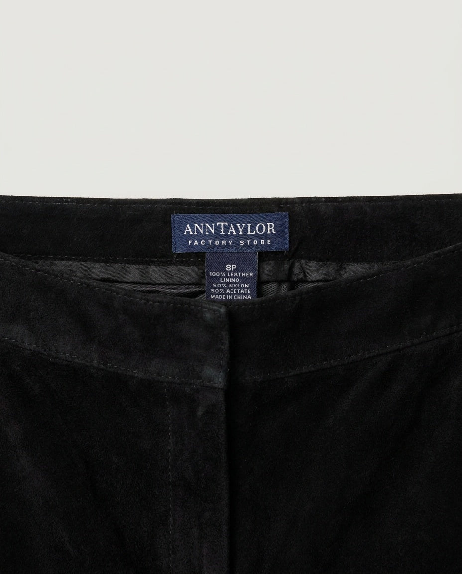 Ann Taylor Factory Store Black Suede Leather Trousers - photo 3