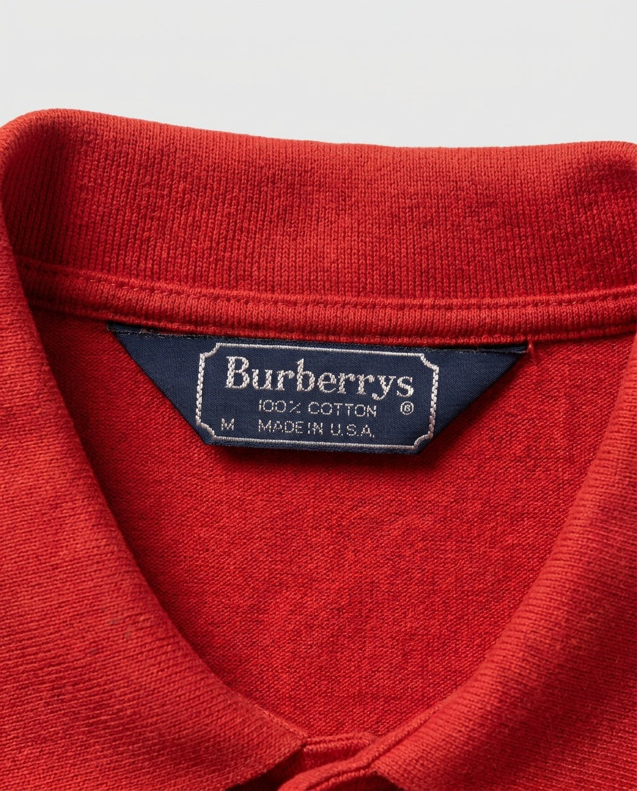 Burberrys Red Piqué Polo Shirt with Embroidered Crest - photo 3