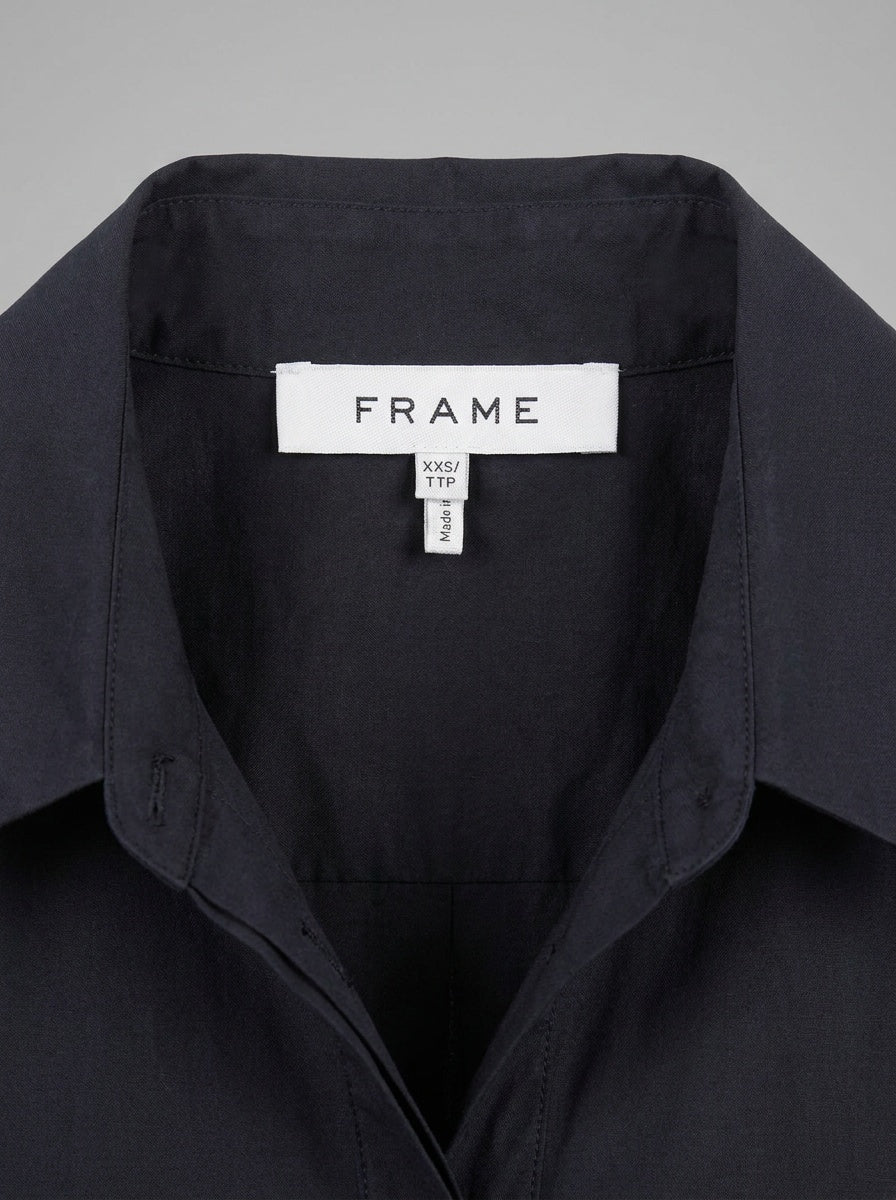 FRAME Short-Sleeve Button-Front Shirt Dress in Black/Very Dark Navy - photo 3