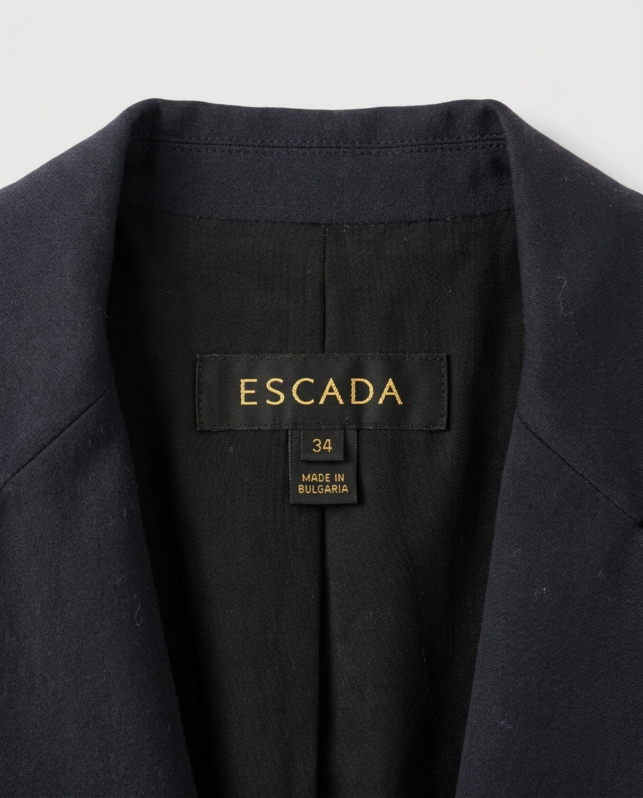 ESCADA Structured Blazer with Shawl Collar & Peplum Hem - Dark Navy/Charcoal - photo 3