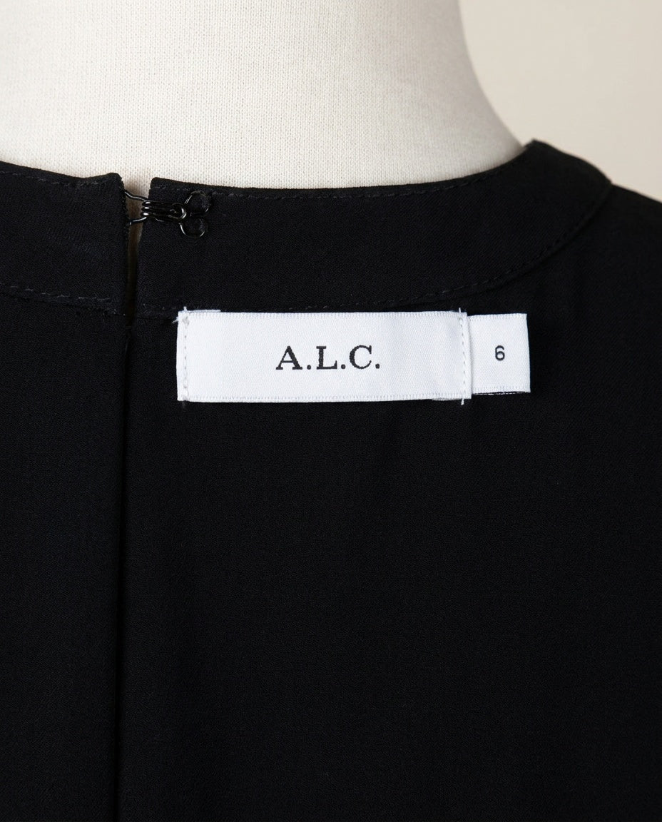 A.L.C. Black Puff-Sleeve Blouse in 63% Triacetate / 37% Polyester - photo 3
