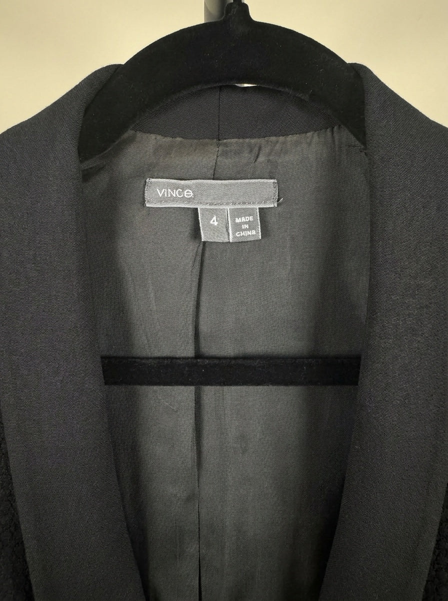 Vince Women's Tuxedo-Style Blazer in Black with Wool Contrast Panels - Size 4 - photo 3