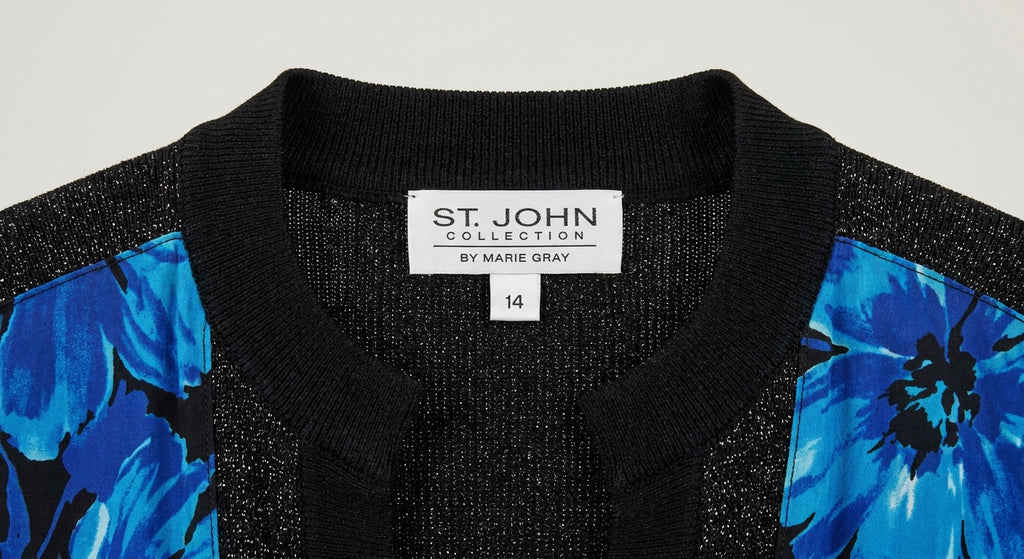 St. John Collection by Marie Gray Mixed-Media Cardigan with Abstract Floral Print - photo 3