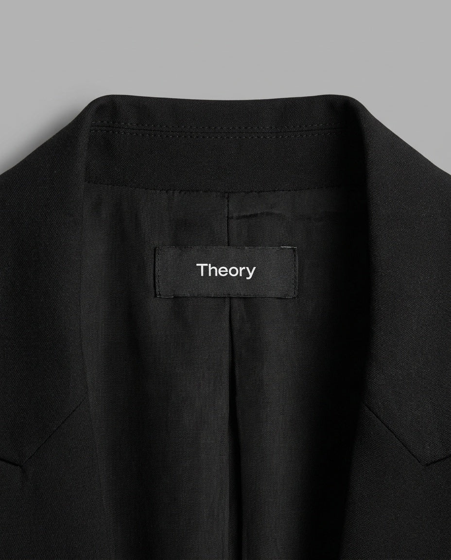 Theory Single-Button Blazer in Black/Winter Navy Wool-Elastane - photo 3