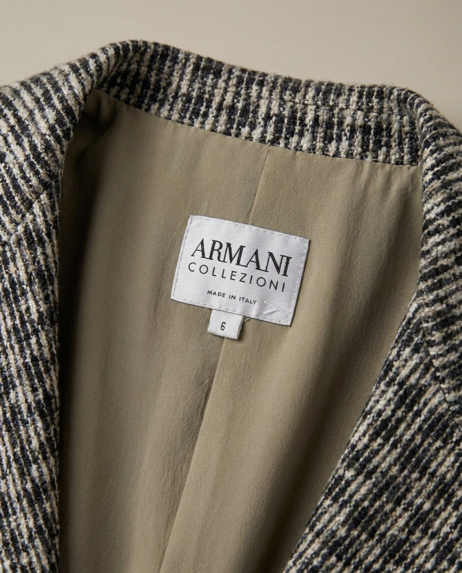 Armani Collezioni Cropped Tweed Blazer with Houndstooth Check - photo 3
