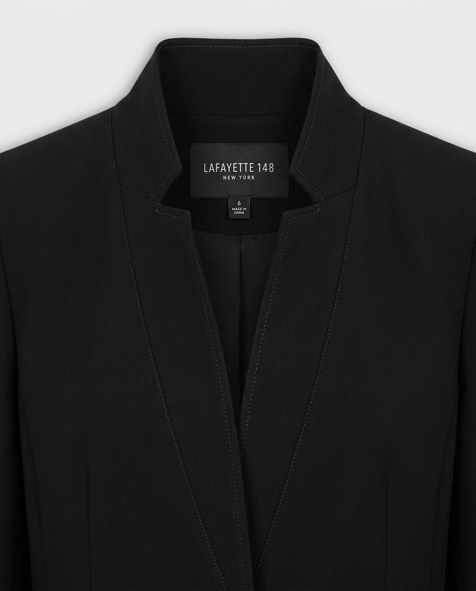 Lafayette 148 New York Structured Blazer Jacket with Mandarin Collar & Pleated Hem - photo 3