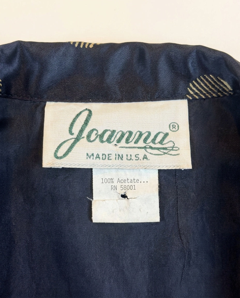 Joanna Navy Blue Satin Blazer with Gold Polka Dot Pattern - photo 3