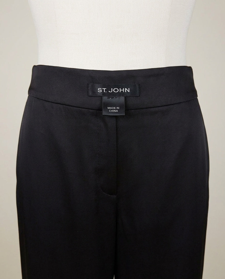 St. John Black Wide-Leg Pull-On Trousers with Hybrid Waistband - photo 3