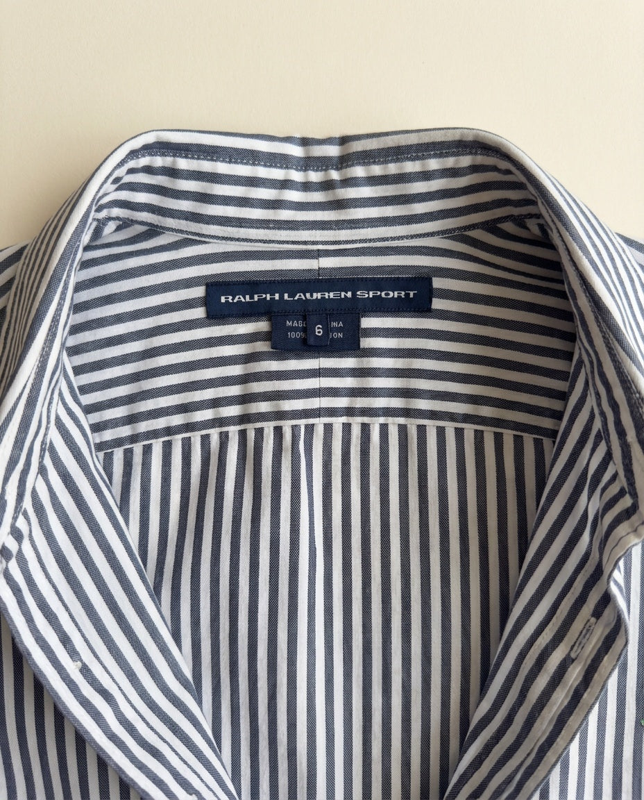 Ralph Lauren Sport Navy and White Vertical Stripe Long-Sleeve Button-Front Shirt - photo 3