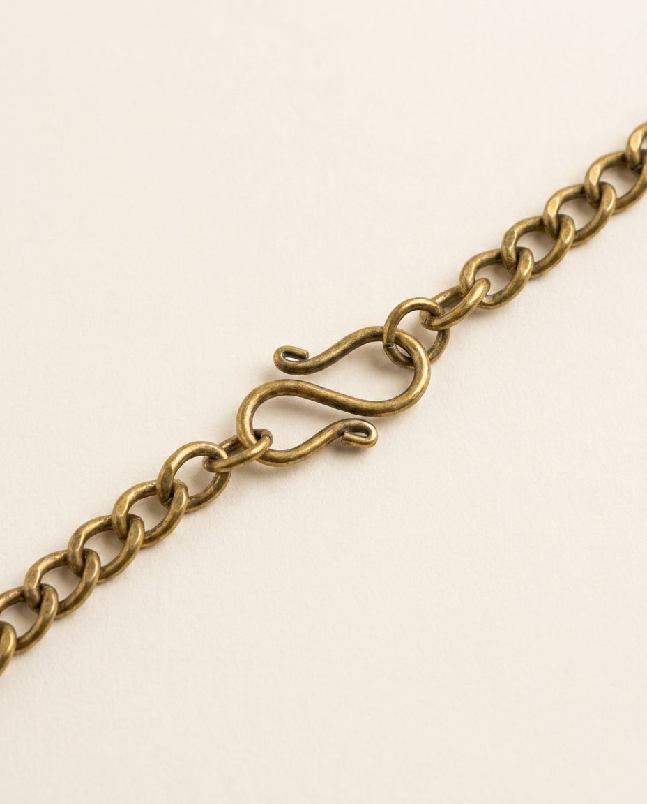 Mid-20th Century Gold-Tone Brass Bib Necklace with Leaf Dangles - photo 3