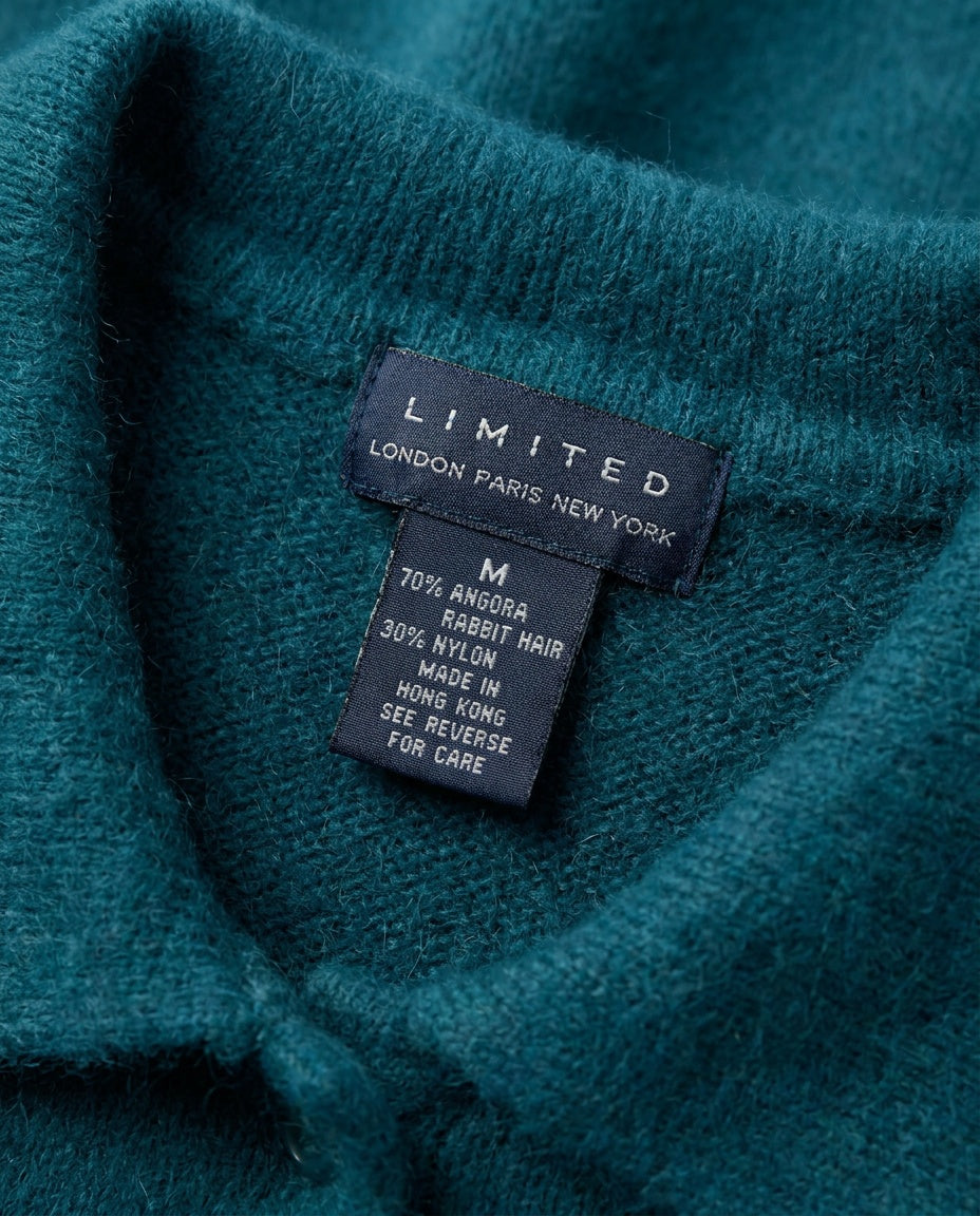 Limited London Paris New York Teal Short-Sleeve Angora Knit Polo Sweater - photo 3