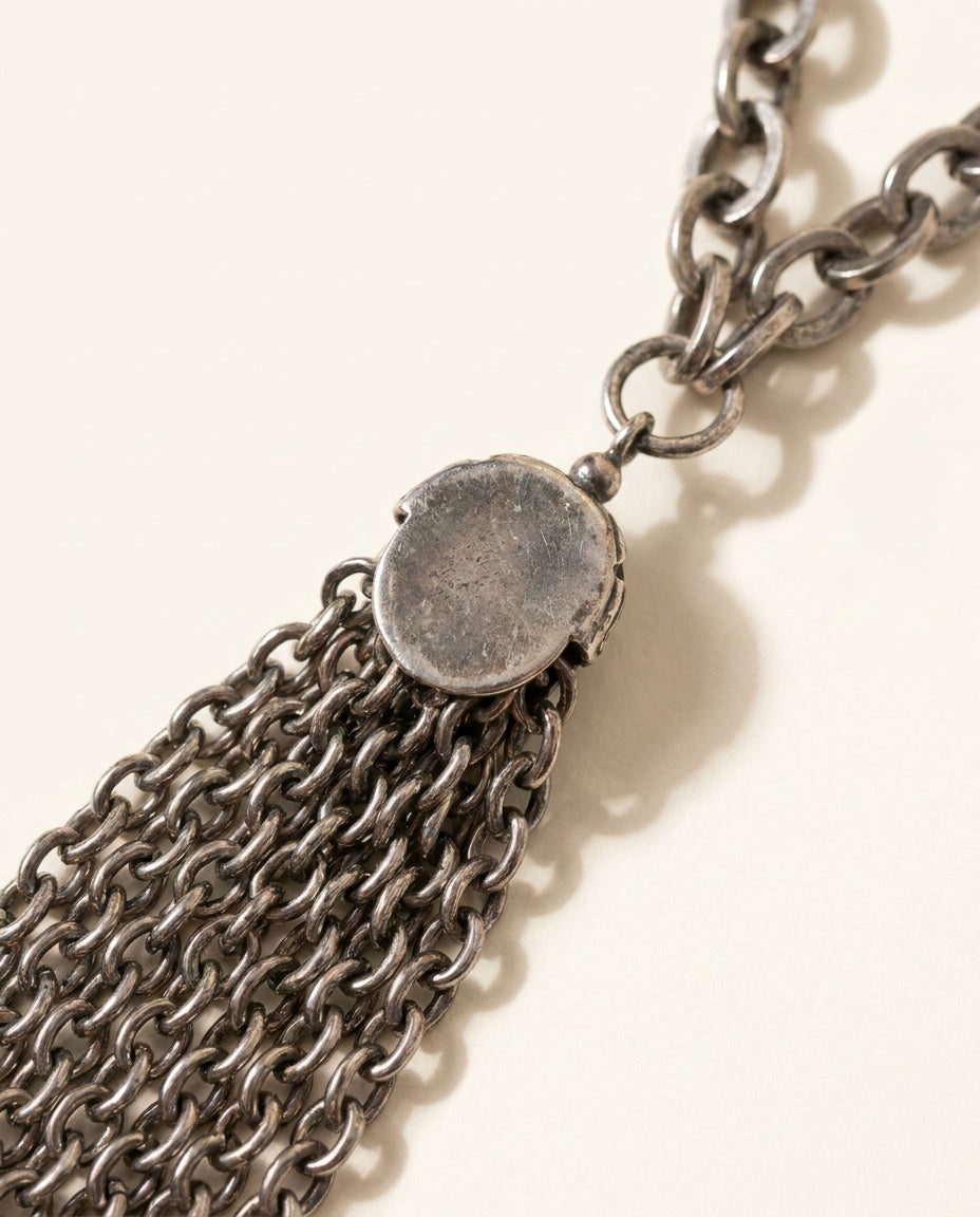 Mid-20th Century Silver-Tone Lariat Necklace with Tassels - photo 3