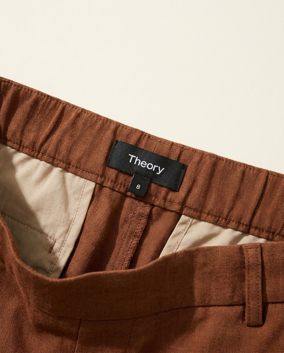 Theory Treeca Pull-On Eco Crunch Wash Trousers in Rust-Brown - photo 3