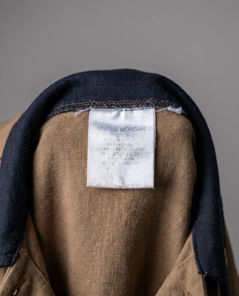 UNITED MORGAN 1980s Military-Inspired Cropped Shirt & Slim Track Pants in Tan/Khaki with Embroidery - photo 3
