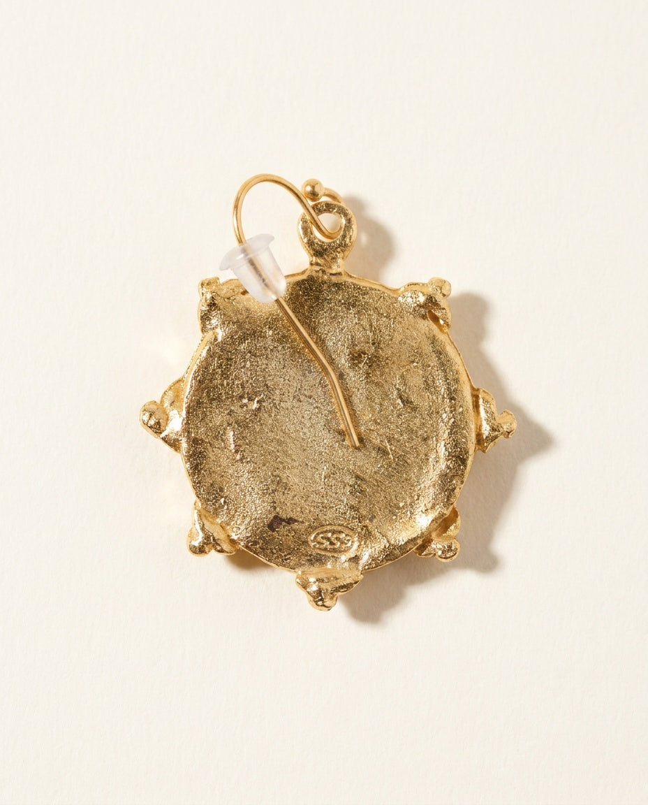 Susan Shaw Gold-Tone Coin Drop Earrings with Silver Bee Motif - photo 3