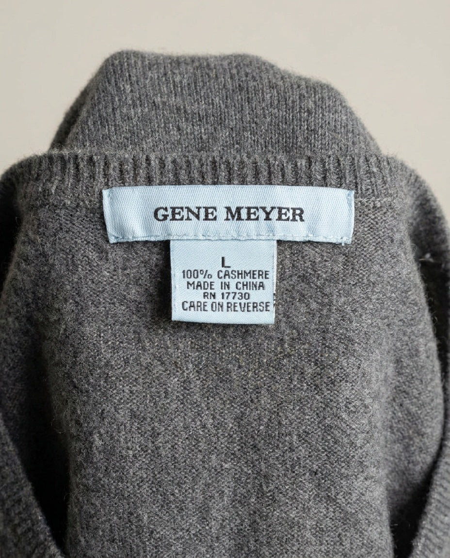 GENE MEYER Heathers Grey Cashmere Crewneck Sweater with Intarsia Circle Motifs - photo 3