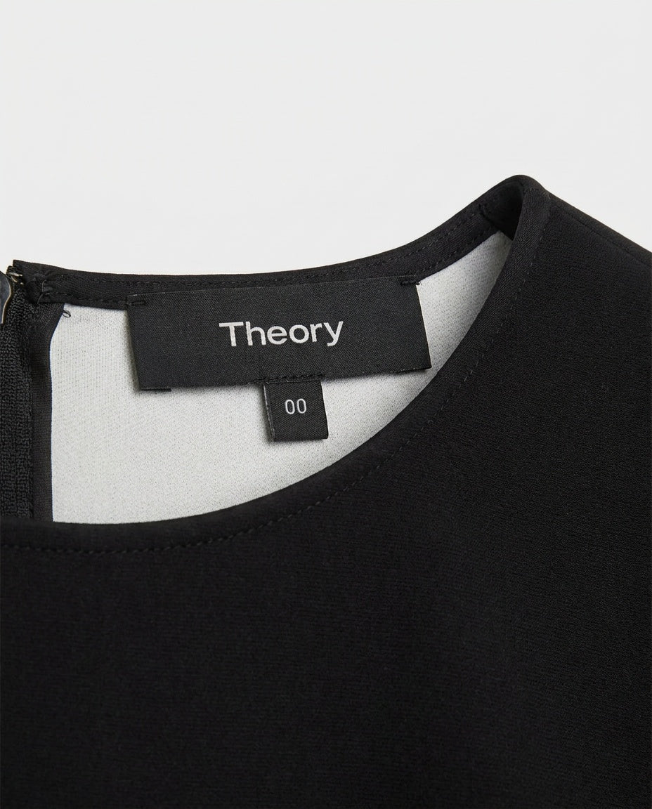 Theory Black Fit-and-Flare Mini Dress with Bonded Double Crepe Fabric - photo 3