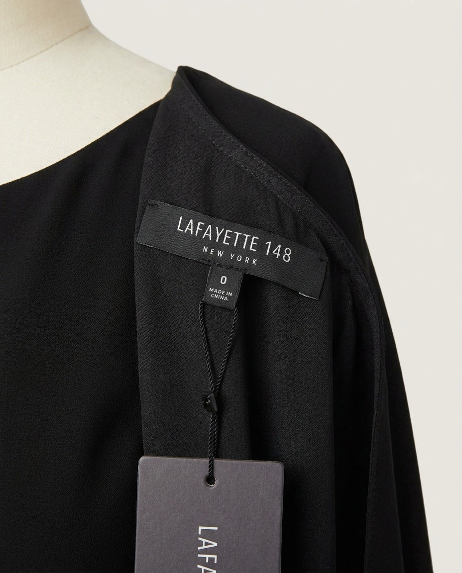 Lafayette 148 New York Black Belted Cape-Overlay Maxi Dress - photo 3