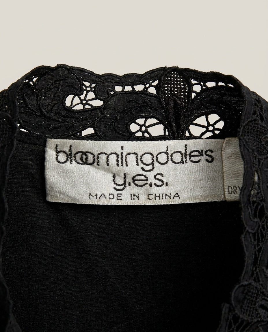 Black Silk Blouse with Cutwork Lace Collar and Frog Closures - Bloomingdale's y.e.s. - photo 3